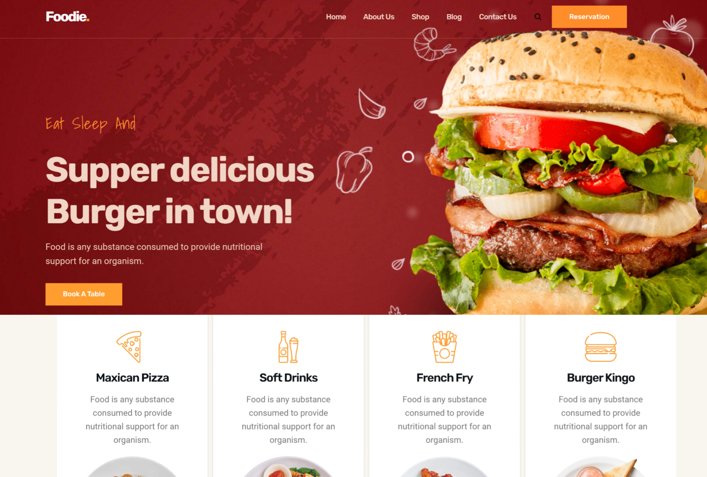 Website Design for Fast Food Restaurant